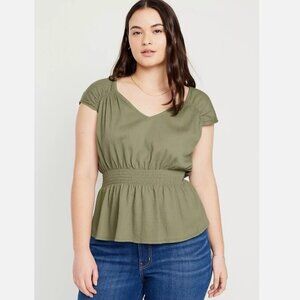Old Navy Smocked Waist Top | Size: 3X | Color: Olive Green